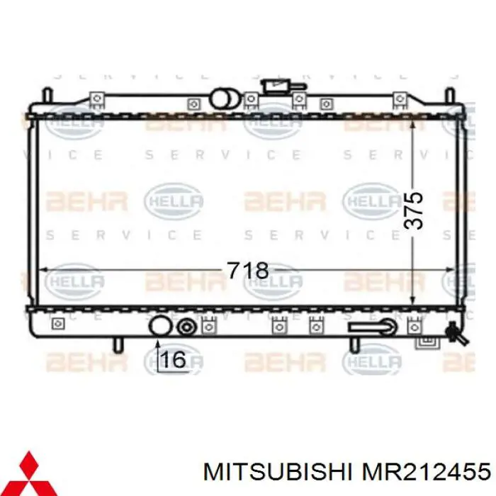 MR212455 Mitsubishi radiador refrigeración del motor