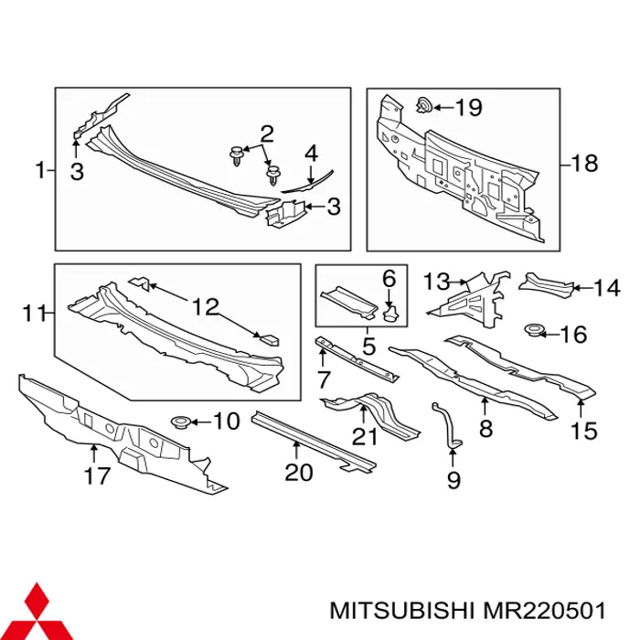 Clip de fijación del guardabarros delantero Mitsubishi MR220501 precio, desde 1,02 EUR