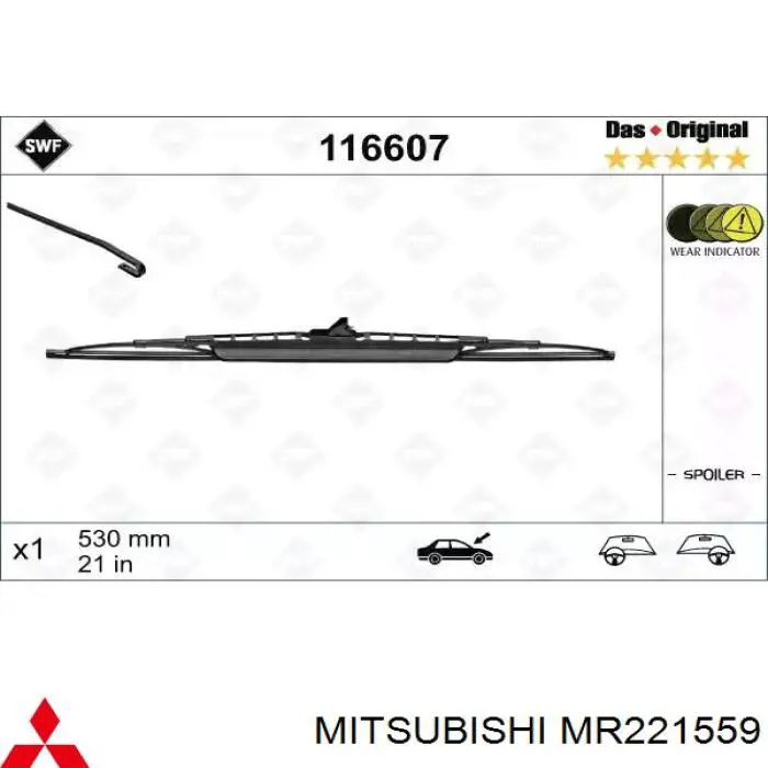 Escobilla del limpiaparabrisas del lado del conductor Mitsubishi MR915127 precio, desde 15,67 EUR