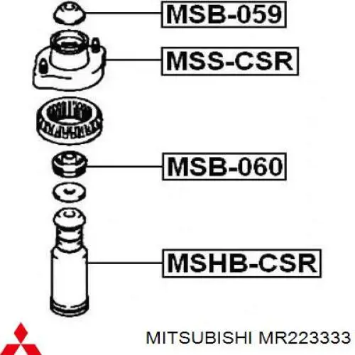 MR223333 Mitsubishi silentblock en barra de amortiguador trasera