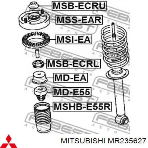 MR235627 Mitsubishi silentblock en barra de amortiguador trasera