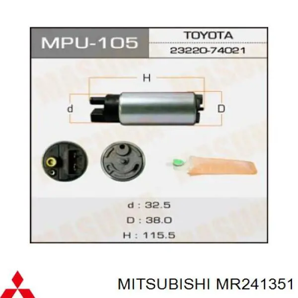 Bomba de combustible mecánica Mitsubishi MR241351 precio, desde 485,88 EUR