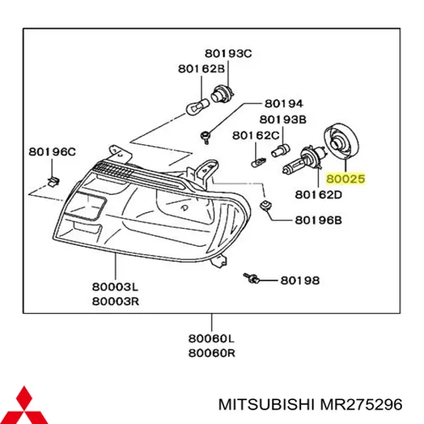 MR275296 Mitsubishi cubierta del faro