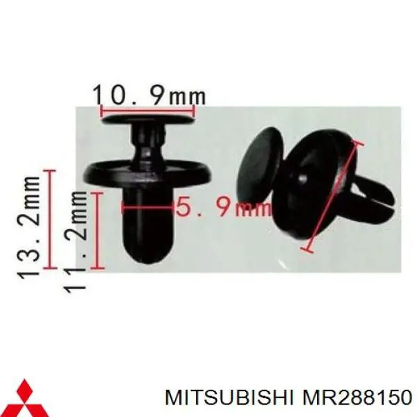 Clips de fijación de parachoques trasero Mitsubishi MR288150