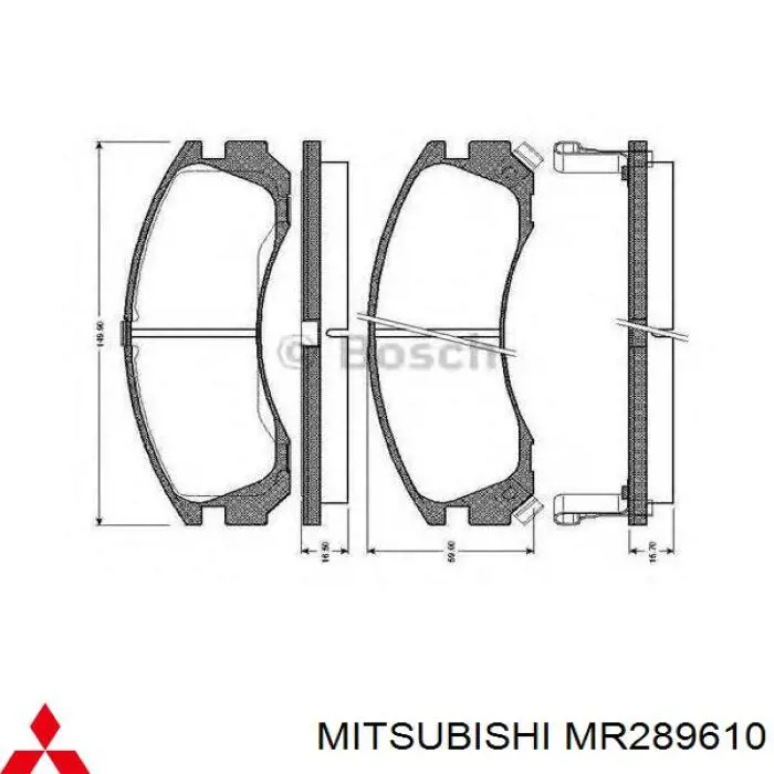 MR289610 Mitsubishi pastillas de freno delanteras