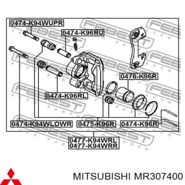 Pasador guía inferior de la pinza de freno trasera Mitsubishi MR307400 precio, desde 4,76 EUR