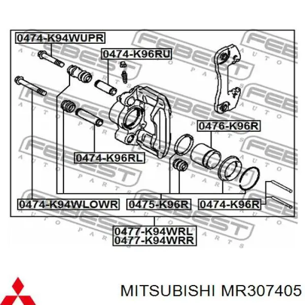 Comprar MR307405 Mitsubishi Juego de reparación, pinza de freno trasero
