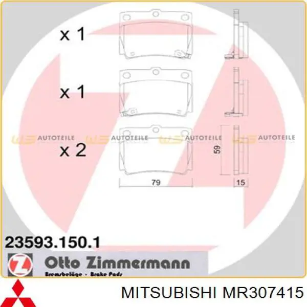 Pastillas de freno traseras MR307415 Mitsubishi
