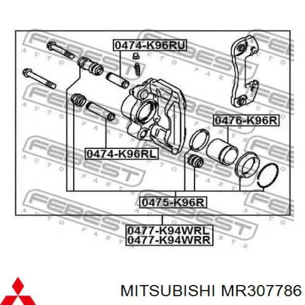 Kit de reparación, pinza de freno trasero Mitsubishi MR307786 precio, desde 6,45 EUR