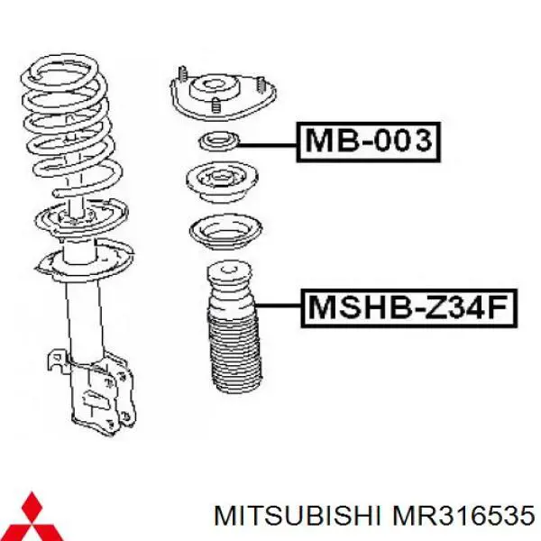 MR316535 Mitsubishi rodamiento del amortiguador trasero