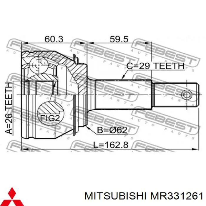 Fuelle, árbol de transmisión exterior derecho MITSUBISHI MR331261