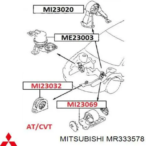 MR333578 Mitsubishi soporte, motor izquierdo, delantero