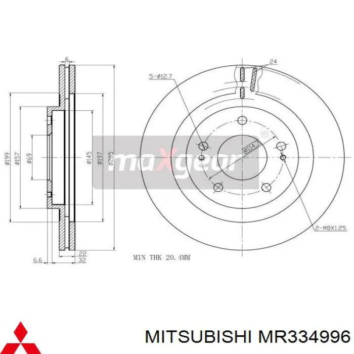 Comprar MR334996 Mitsubishi Freno de disco delantero