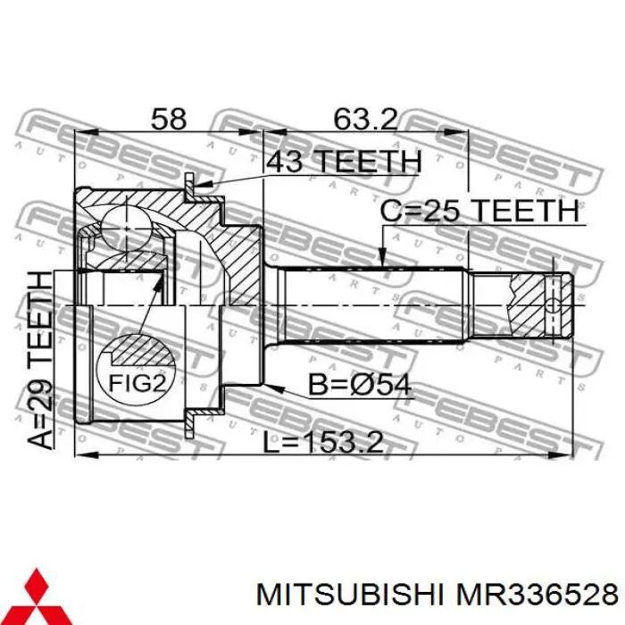 MR336528 Mitsubishi junta homocinética exterior delantera