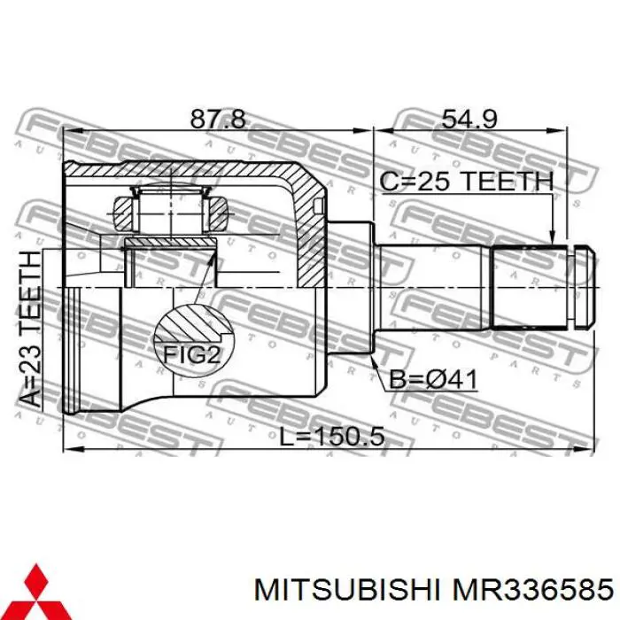Junta homocinética interna delantera Mitsubishi MR336585 precio, desde 84,29 EUR