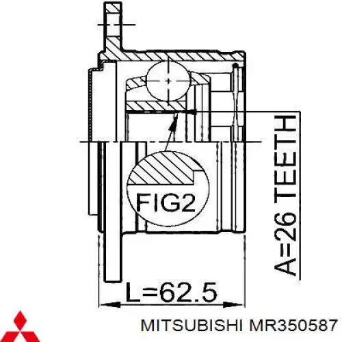 Junta homocinética interna delantera derecha MMB886682 Mitsubishi
