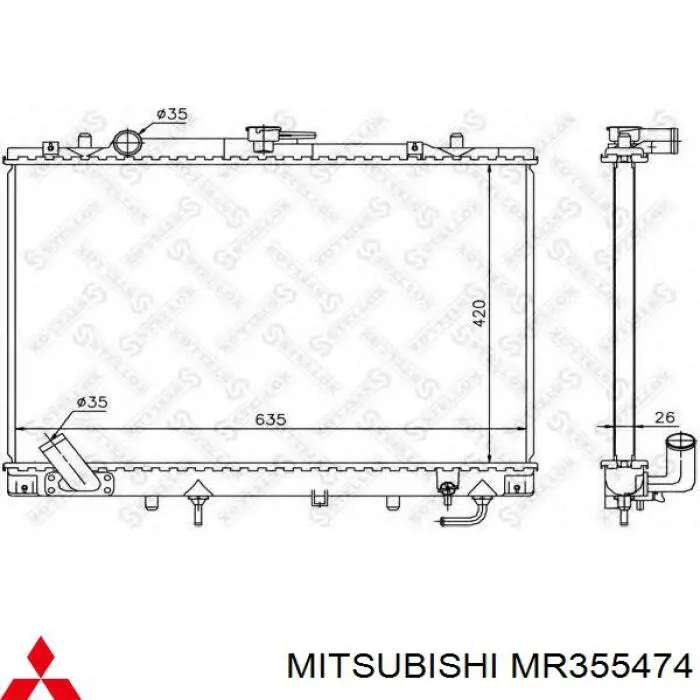 MR355474 Mitsubishi radiador refrigeración del motor