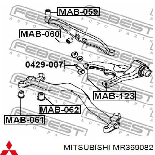 MR369082 Mitsubishi silentblock,suspensión, cuerpo del eje trasero, trasero