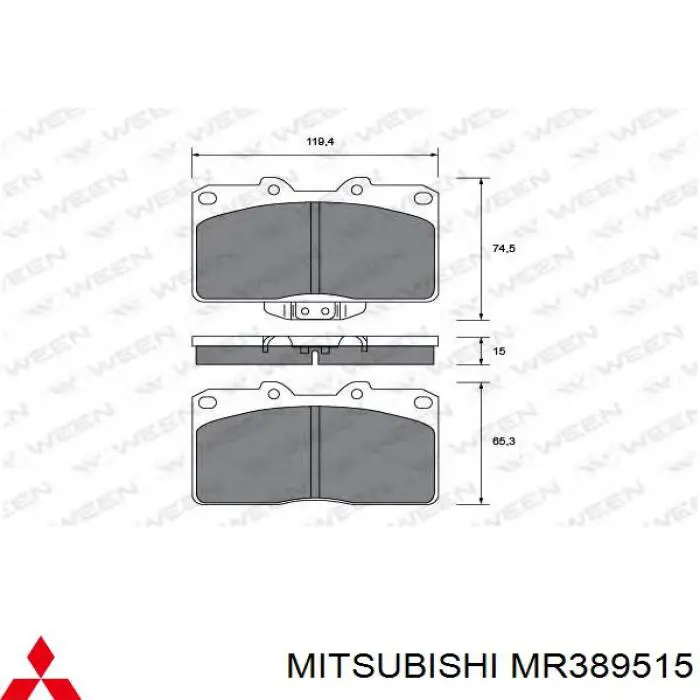 MR389515 Mitsubishi pastillas de freno delanteras