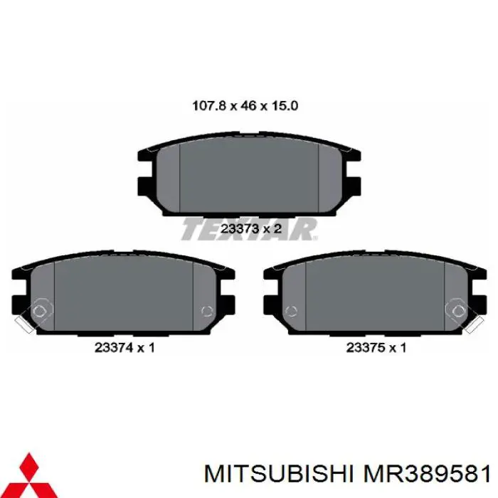 MR389581 Mitsubishi pastillas de freno traseras