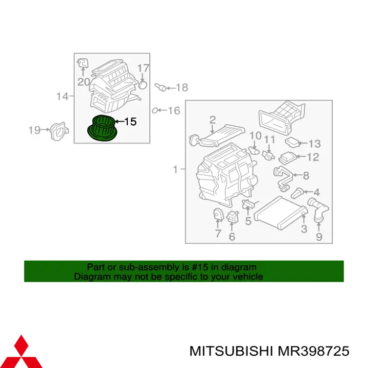 MR398725 Mitsubishi motor eléctrico, ventilador habitáculo