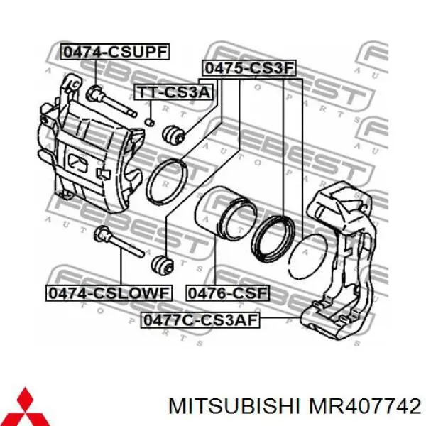 MR407742 Mitsubishi pasador guía, pinza del freno delantera, superior