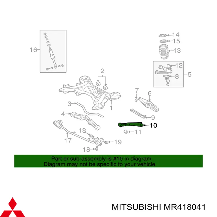 MR418041 Mitsubishi brazo de suspensión, trasera derecha