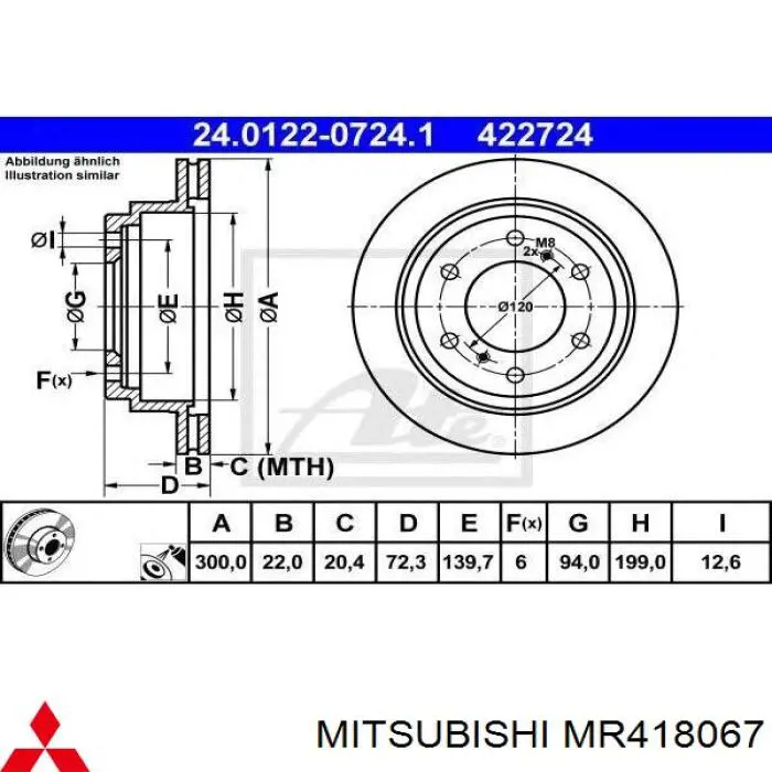 Comprar MR418067 Mitsubishi Disco de freno trasero
