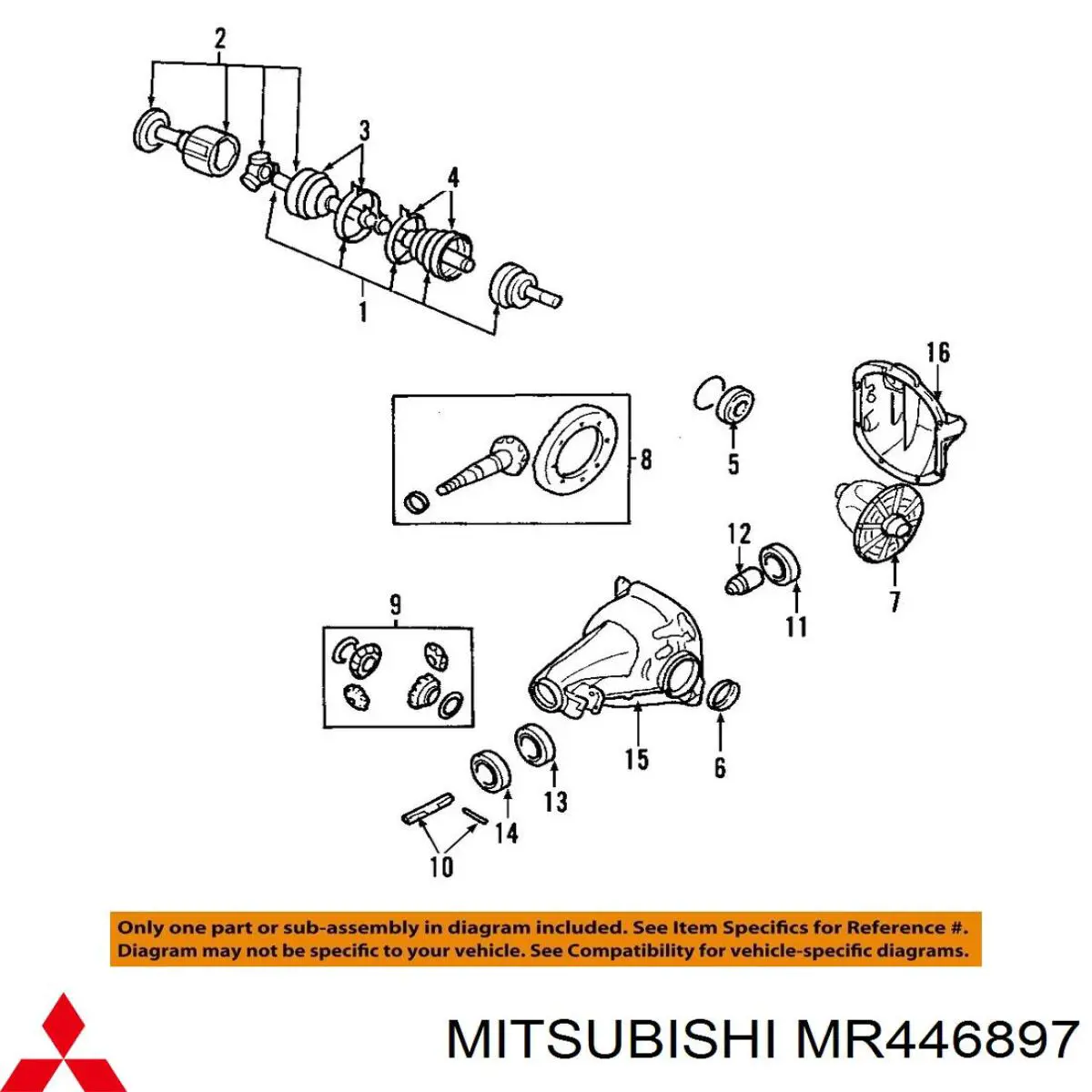 MR446897 Mitsubishi rodamiento piñón de diferencial trasero exterior