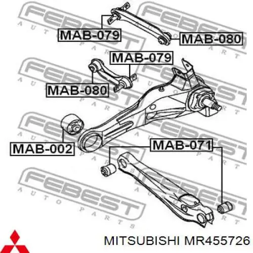 Buje delantero del brazo longitudinal trasero Mitsubishi MR455726 precio, desde 14,85 EUR