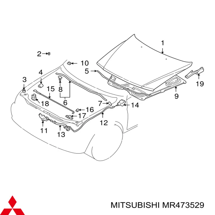 Bisagra izquierda del capó Mitsubishi MR473529 precio, desde 15,46 EUR