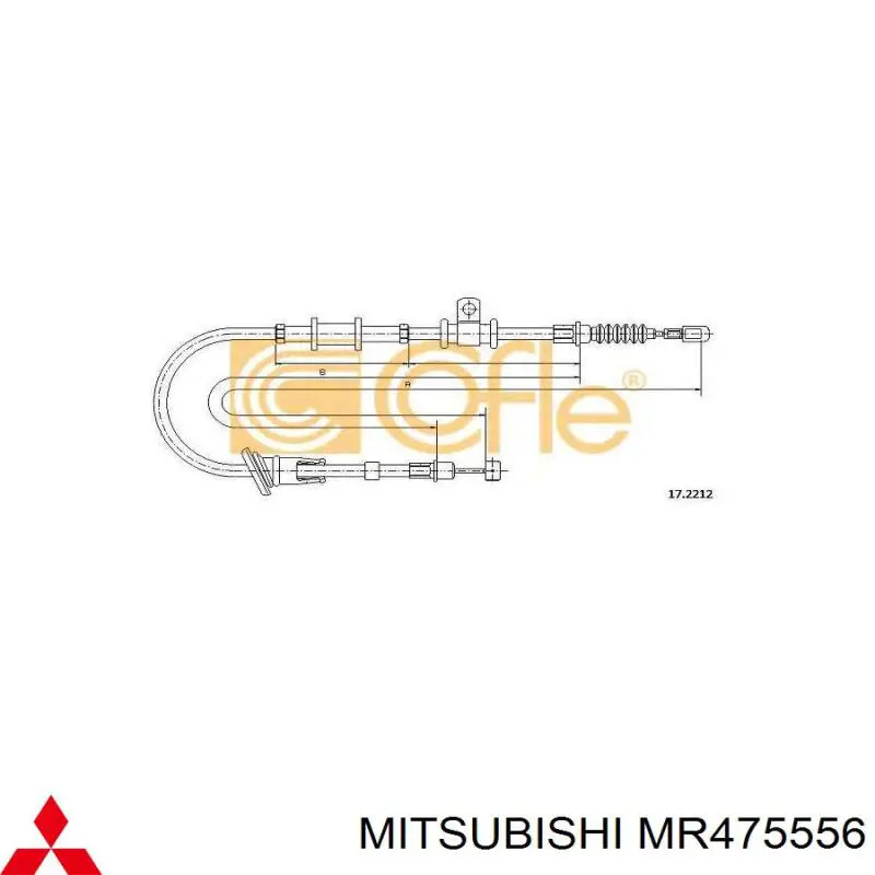 MR475556 Mitsubishi cable de freno de mano trasero derecho