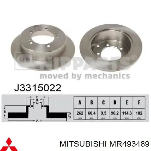 Comprar MR493489 Mitsubishi Disco de freno trasero
