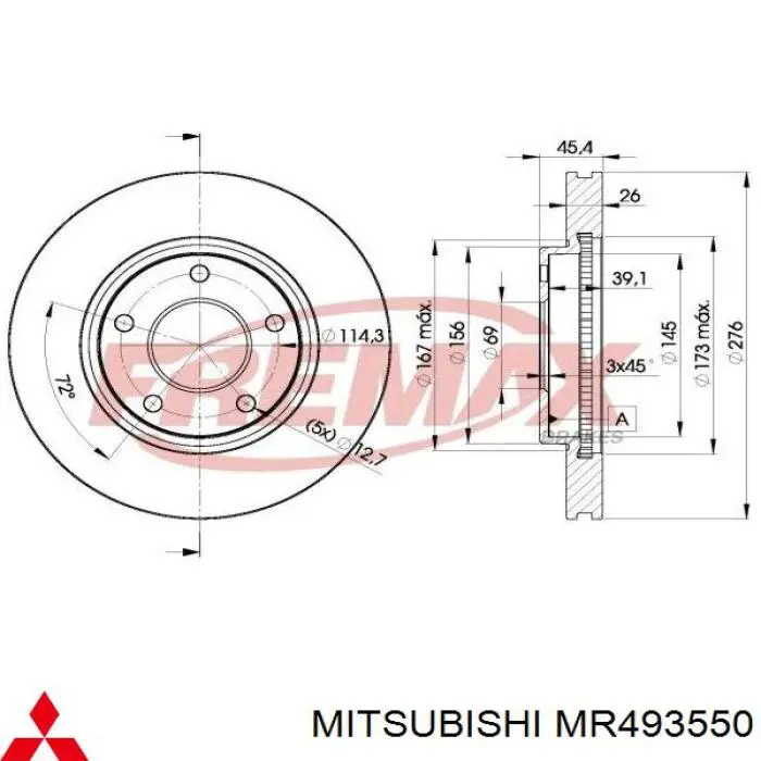 MR493550 Mitsubishi disco de freno delantero