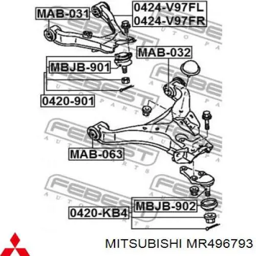 Barra oscilante, suspensión de ruedas delantera, superior izquierda Mitsubishi MR496793 precio, desde 66,79 EUR