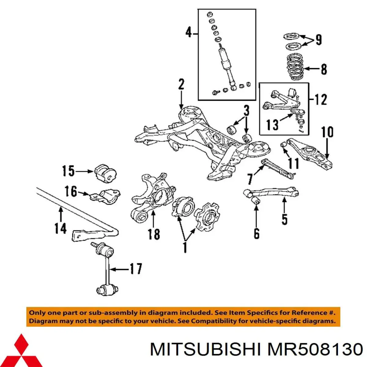 MR508130 Mitsubishi Rótula,Suspensión de eje trasero, superior
