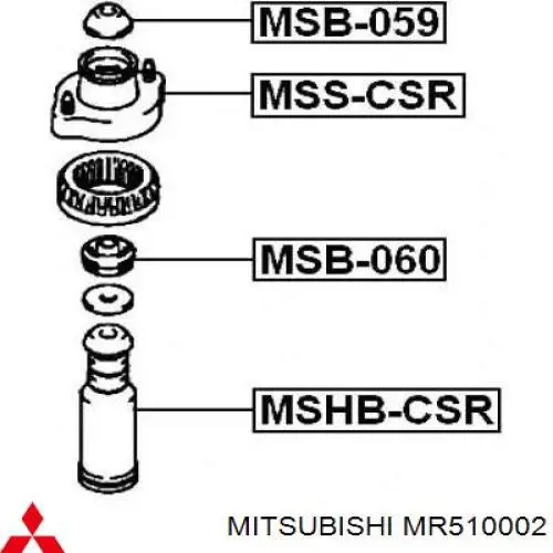 MR510002 Mitsubishi tope de amortiguador trasero, suspensión + fuelle