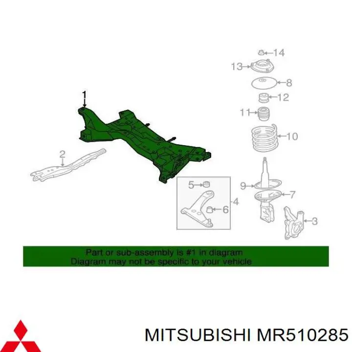 Subchasis delantero soporte motor para Mitsubishi Lancer (CSW)