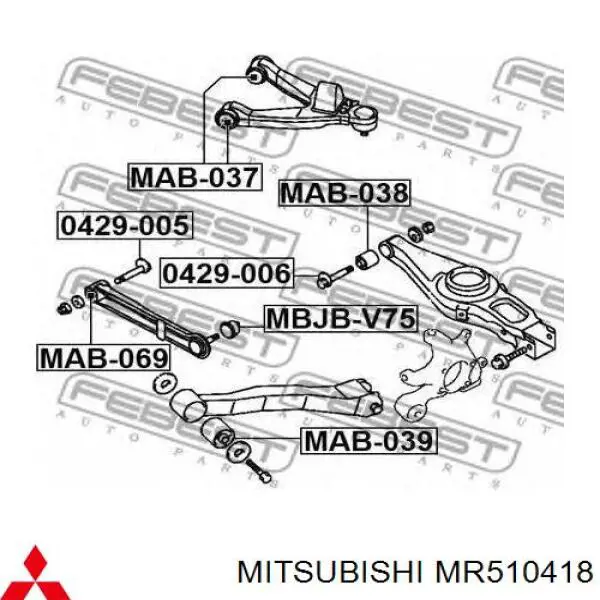Comprar MR510418 Mitsubishi Buje del brazo longitudinal inferior trasero
