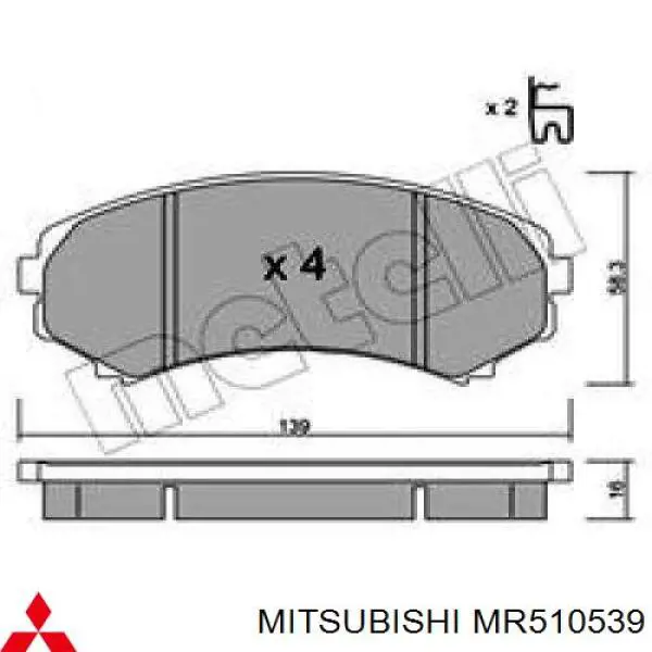 Comprar MR510539 Mitsubishi Pastillas delanteras de freno