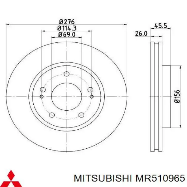 MR510965 Mitsubishi freno de disco delantero