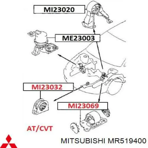 MR519400 Mitsubishi soporte de motor trasero