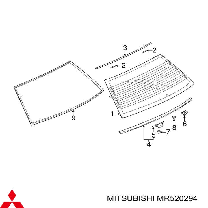 Moldura de luneta trasera superior para Mitsubishi Lancer (CSA)