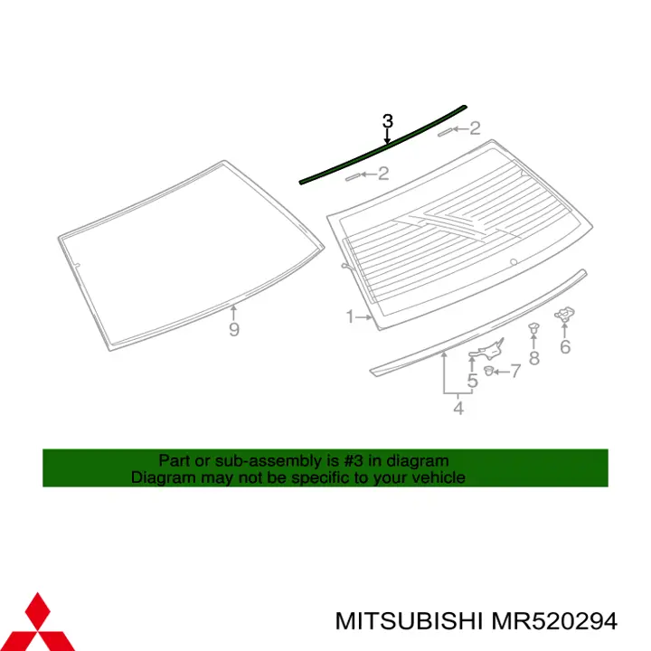 Moldura superior de cristal trasero Mitsubishi MR520294 precio, desde  EUR