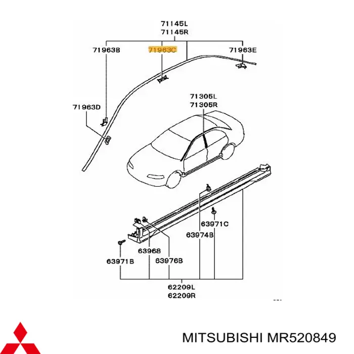 MR520849 Mitsubishi clips de fijación de moldura de parabrisas