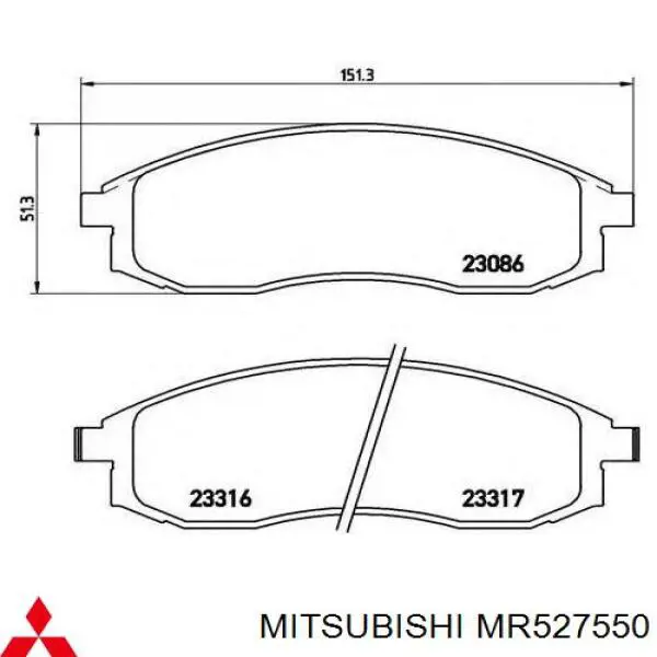MR527550 Mitsubishi pastillas de freno delanteras