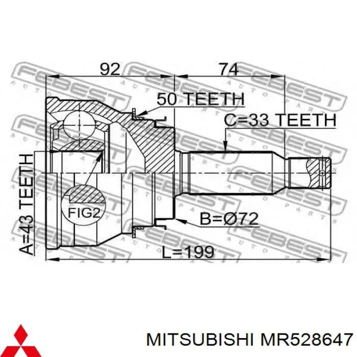 MR528647 Mitsubishi junta homocinética exterior trasera