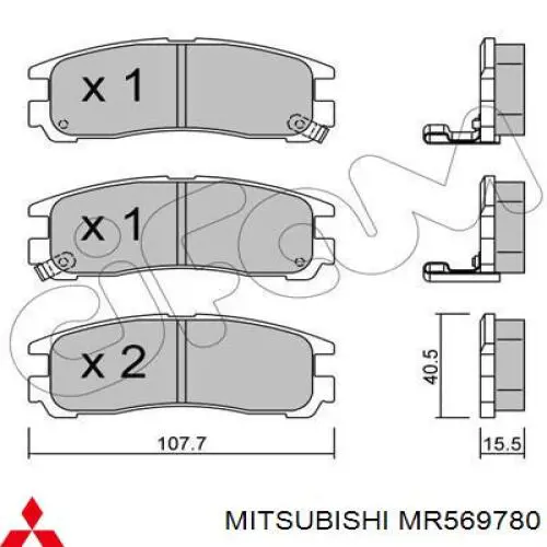 MR569780 Mitsubishi pastillas de freno traseras
