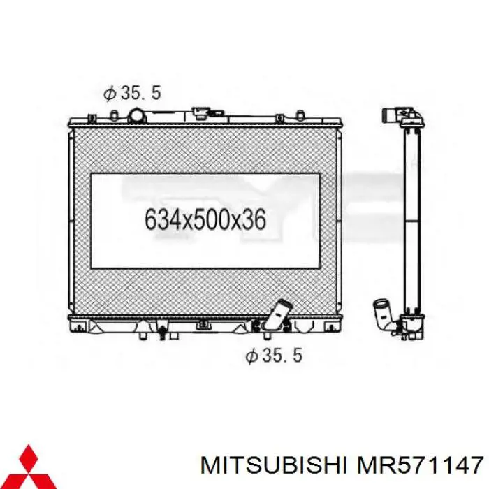 MR571147 Mitsubishi radiador