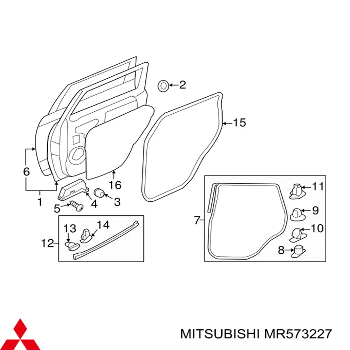 Tope de sujeción, Asegurador puerta para Mitsubishi Pajero (K90)